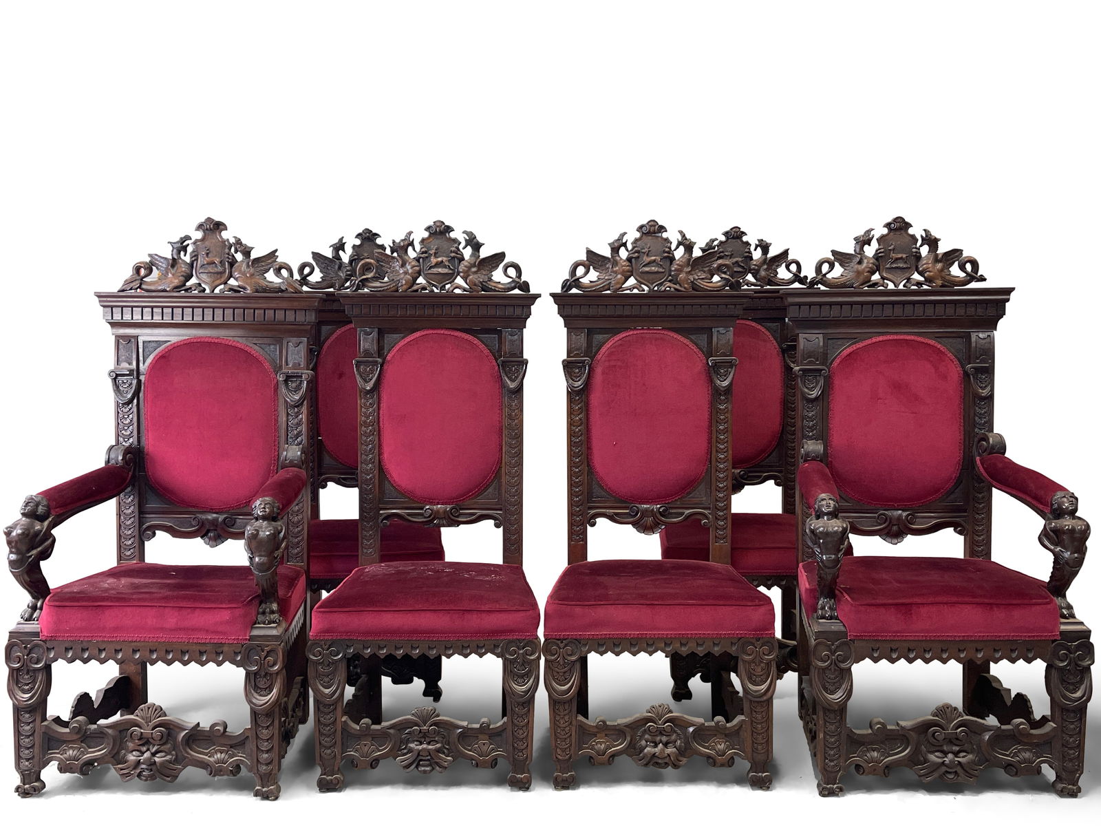 Six Italian Carved Oak Chairs (1 of 10)