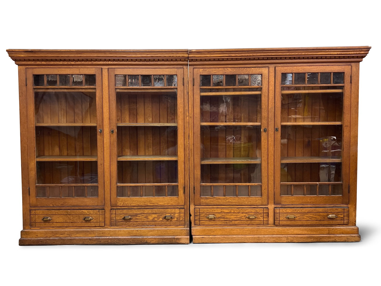 Victorian Nine-Foot Oak Four-Door Bookcase (1 of 5)