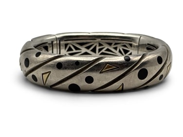 Modernist Sterling Silver 18K Cuff Bracelet