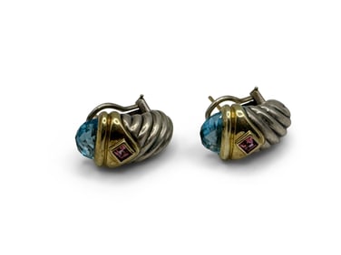 David Yurman Silver and Gold Shrimp Earrings