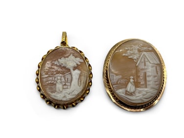 Two Gold Framed Cameos
