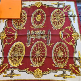 Hermès Paris Roues De Canon Silk Scarf