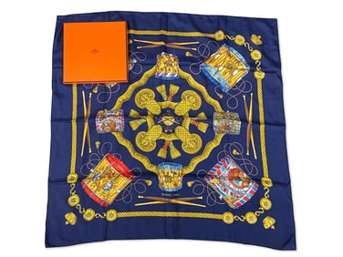 Hermès Paris Les Tambours Silk Scarf