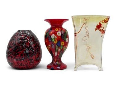 Three Art Glass Vases