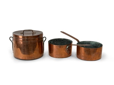 Three Continental Copper Pots