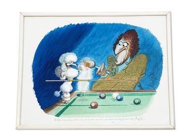 Arnold Roth Watercolor/Paper: Reporter and Poodle