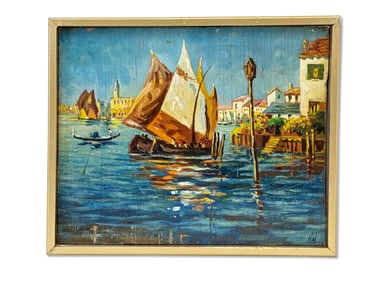 Italian School Oil/Panel: Venetian Scene