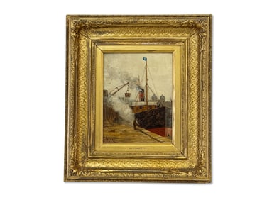 William D Martin Oil/Panel: Steamship