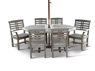 Kingsley Bate Teak Patio Dining Table and Chairs