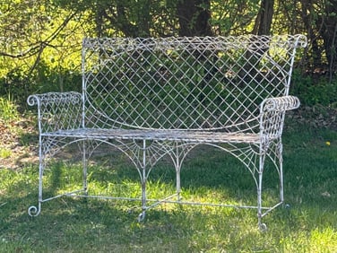 Wrought Iron and Wirework Garden Bench