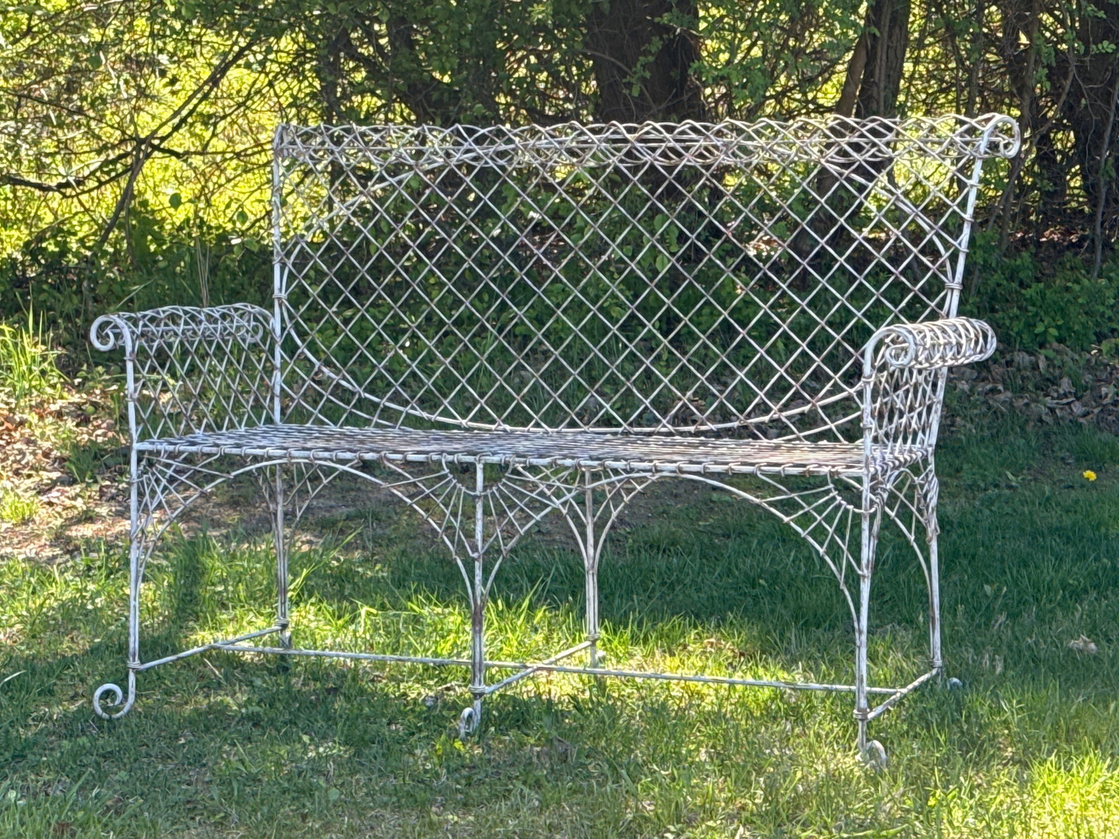 Wrought Iron and Wirework Garden Bench (1 of 4)