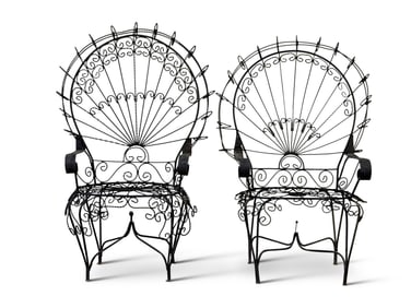 Pair of Wirework Peacock Garden Chairs