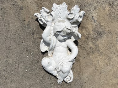 Cast Stone Cherub Garden Wall Hanging