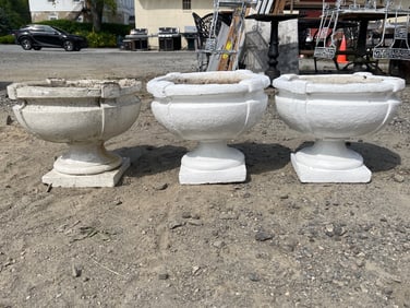 Group of Three Cast Stone Planters