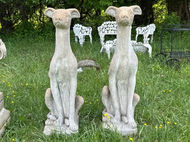 Pair of Cast Stone Garden Whippets