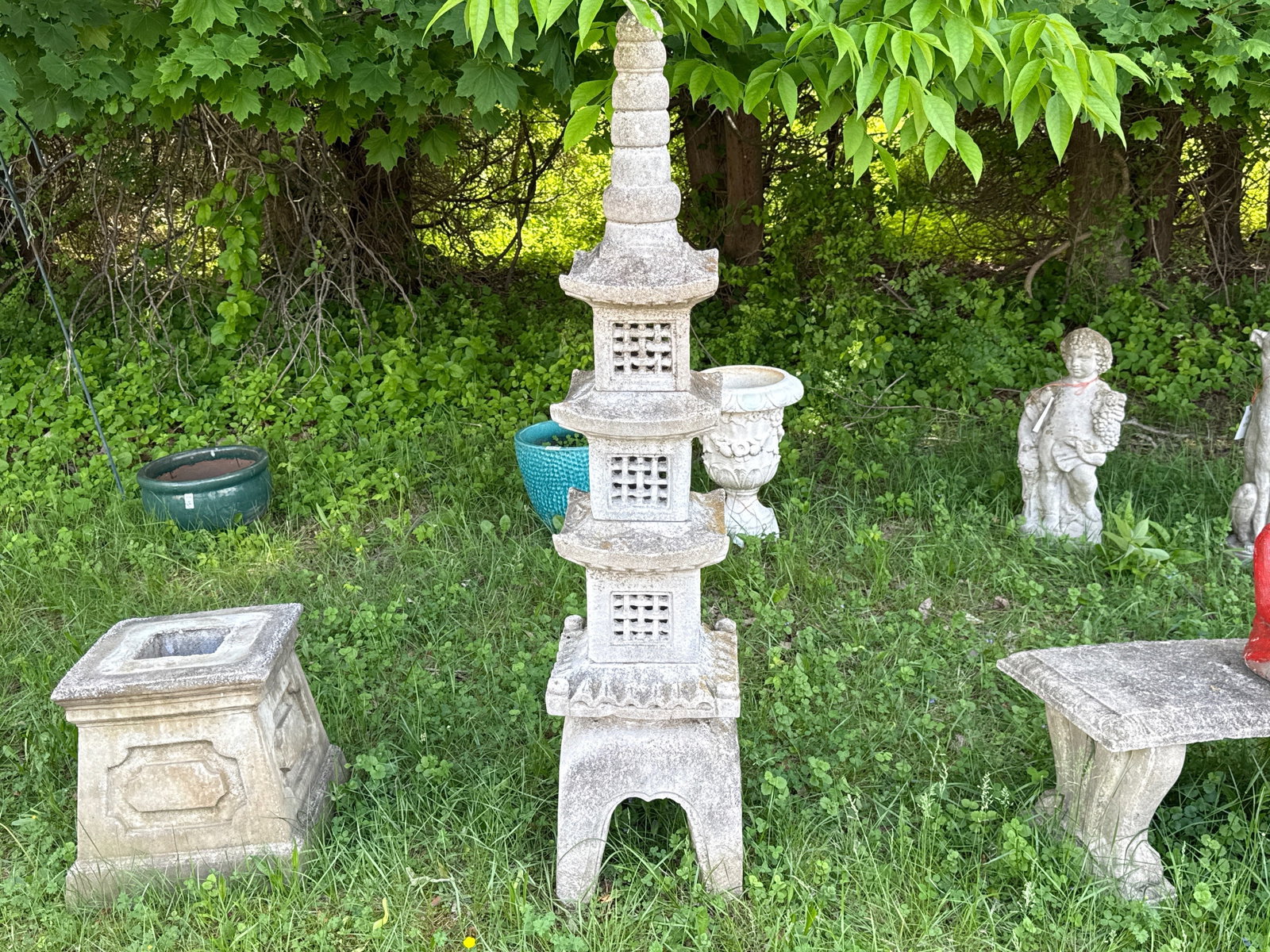 Cast Stone Garden Pagoda Sculpture (1 of 3)