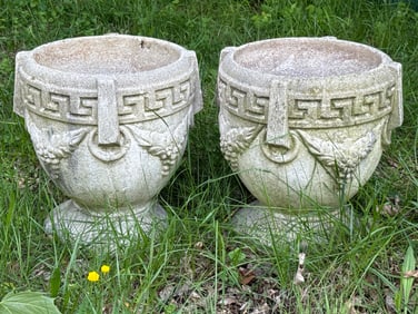 Two Cast Stone Garden Planters