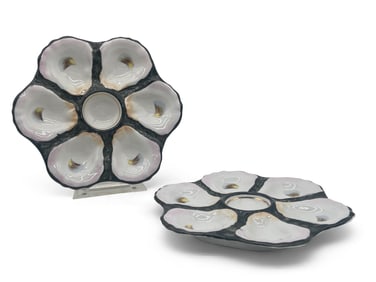 Two Continental Porcelain Oyster Plates