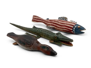 Three Large Folk Art Fish Decoys