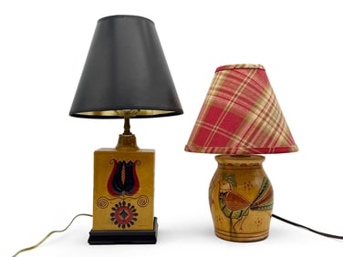 Two Contemporary Redware Table Lamps