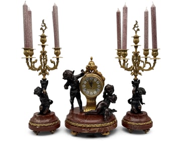 Italian Rouge Marble Garniture Set