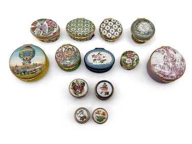 13 Halcyon Days Enameled Trinket Boxes