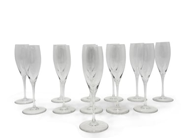 12 Baccarat Crystal Champagne Flutes
