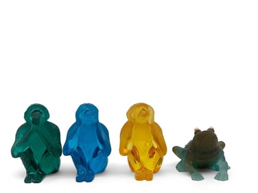 Daum Three Wise Monkeys and Frog Figures