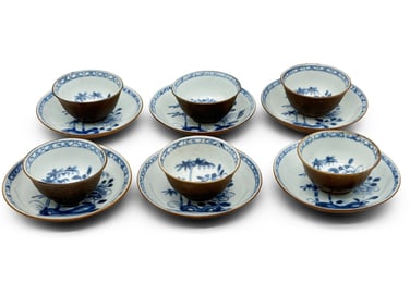 Six Chinese Export Nankin Cargo Cups and Saucers