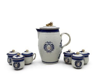 Chinese Export Lidded Pitcher and Cups