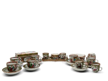 22 Pieces of Chinese Rose Medallion Porcelain