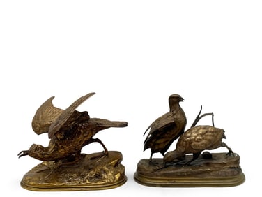Two French Bronze Game Bird Statues