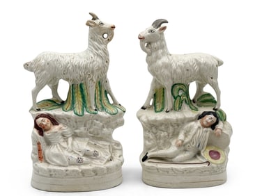 Two 19th C. Staffordshire Goat Figures