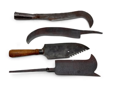 Primitive Iron Billhooks and Bowie Knife