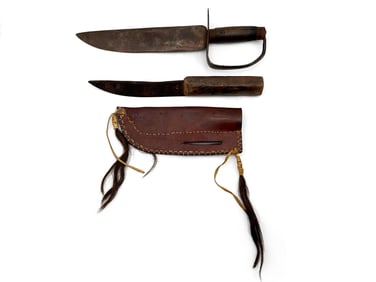 18th C. MC Schlosser Bowie Knife and Primitive Knife