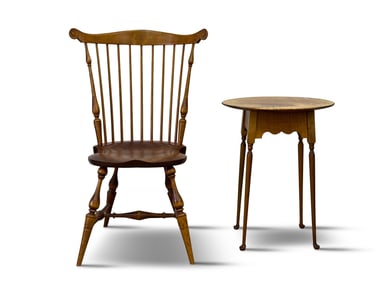 Tiger Maple Windsor Chair and Stand