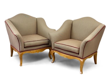 Pair of Century Venetian Upholstered Armchairs
