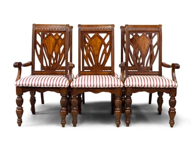 Six Inlaid Cherry Traditional Dining Chairs