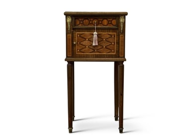 French Marble-Top Marquetry Stand