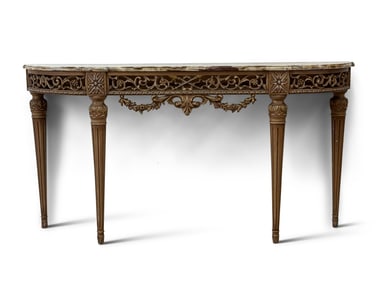 Louis XVI-style Carved Onyx Top Console Table
