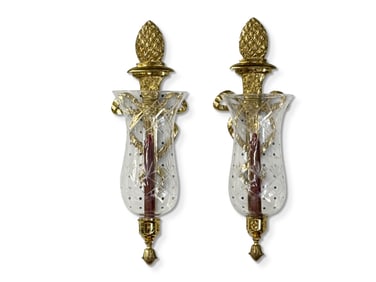 Pair of Virginia Metalcrafters Brass Wall Sconces