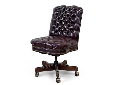Burgundy Leather Office Desk Chair