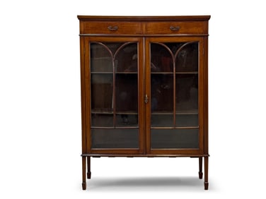 Federal-style Banded Mahogany Display Cabinet