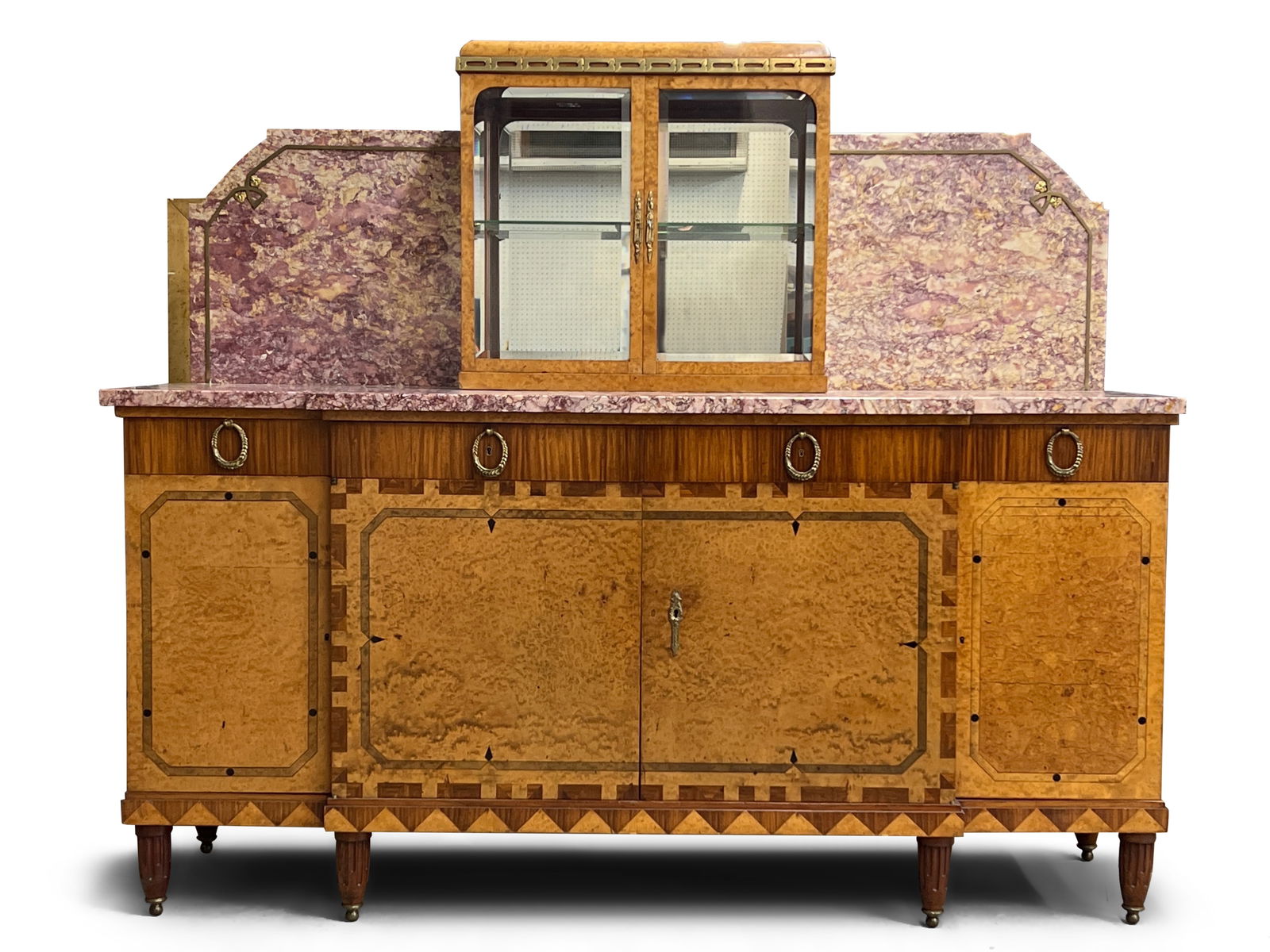 Fine French Marble-Top Mixed-Wood Sideboard (1 of 9)