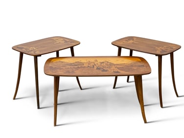 Three Continental Parquetry Inlaid Tables