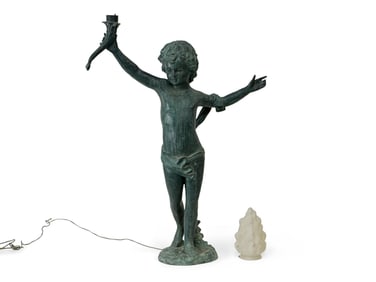 Bronze Sculpture of a Boy Holding a Cornucopia