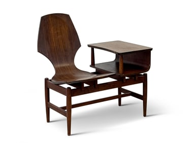 Plycraft Midcentury Modern Walnut Gossip Bench