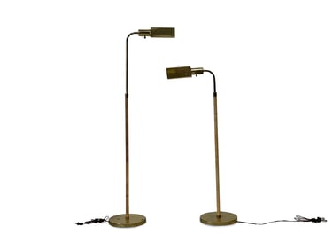 Pair of Brass and Rattan Wrapped Reading Lamps