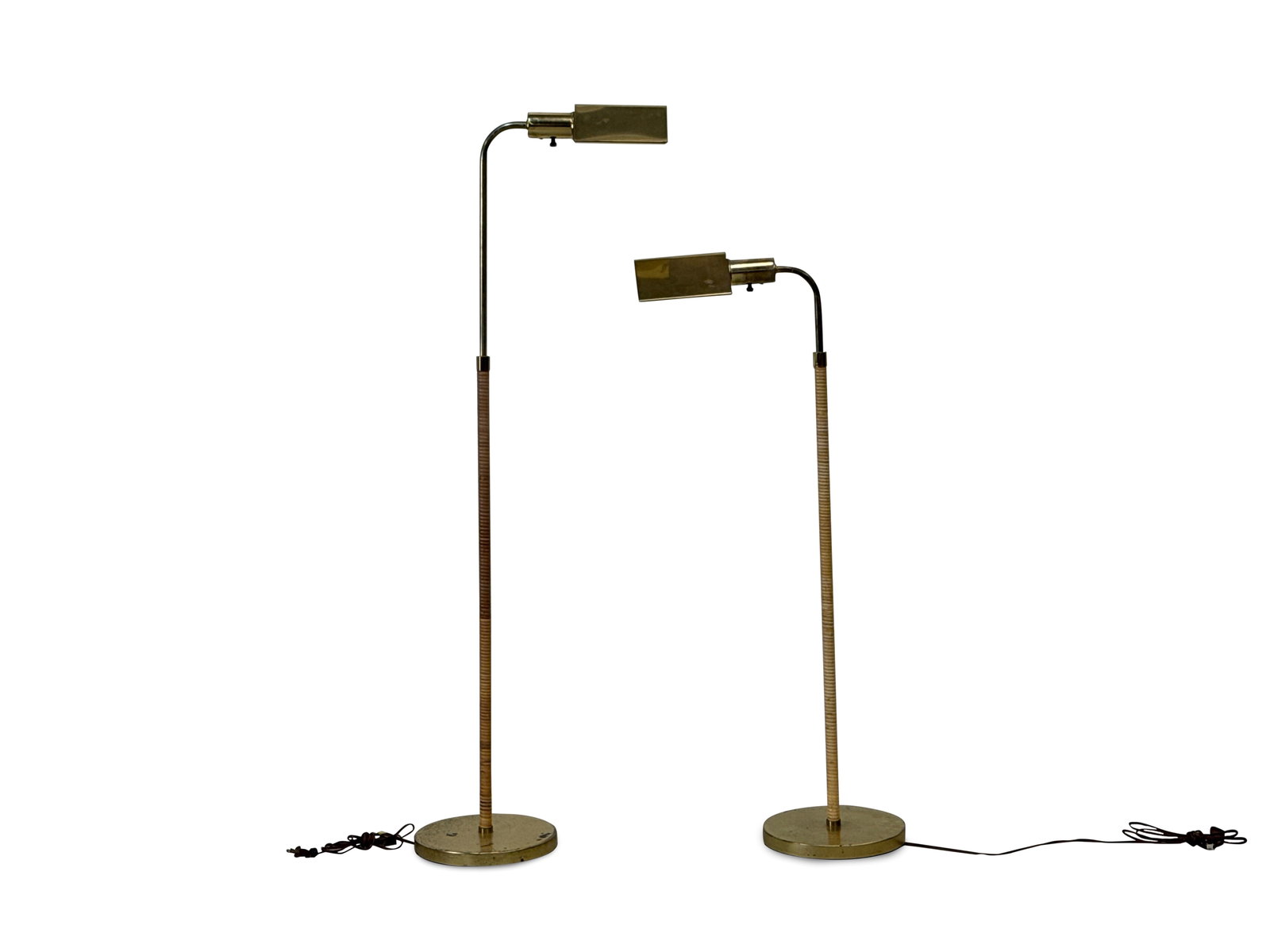 Pair of Brass and Rattan Wrapped Reading Lamps (1 of 5)
