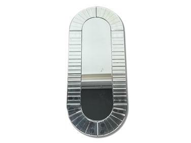 Modernist Beveled Glass Racetrack Wall Mirror